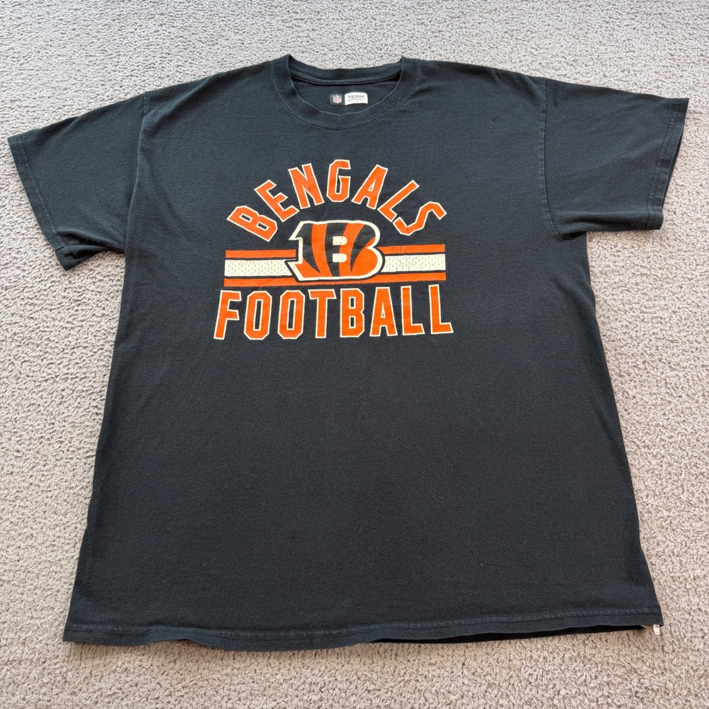 NFL Team Apparel Cincinnati Bengals Football T-Shirt Mens Large Black 2952X